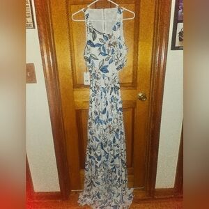 ALI & JAY Blue and White Halter Maxi Sundress
